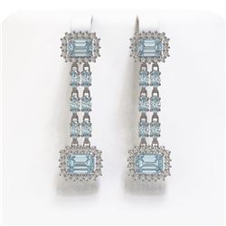 10.82 ctw Aquamarine & Diamond Earrings 14K White Gold - REF-242W2H