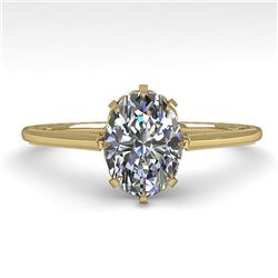 1.0 ctw VS/SI Oval Diamond Engagment Ring 18k Yellow Gold - REF-315H2R