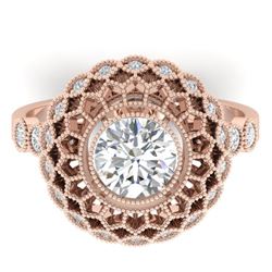 1.5 ctw Certified VS/SI Diamond Art Deco Ring 14k Rose Gold - REF-334K6Y