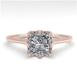 1.0 ctw VS/SI Princess Diamond Engagment Ring 18k Rose Gold - REF-322K5Y