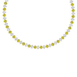 45 ctw SI/I Fancy Yellow Diamond Necklace 18K Rose Gold - REF-5205M2G