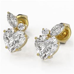 2.4 ctw Heart Diamond Designer Earrings 18K Yellow Gold - REF-722R6K