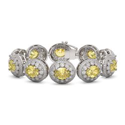 40.37 ctw Canary Citrine & Diamond Victorian Bracelet 14K White Gold - REF-1186G4W