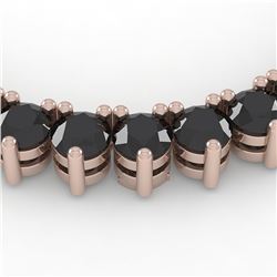 60 ctw 3 Prong Black Diamond Riviera Necklace 18K Rose Gold - REF-1757A5N