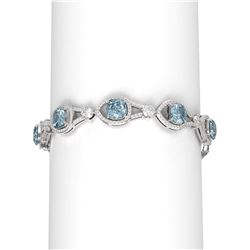 21.25 ctw Aquamarine & Diamond Bracelet 18K White Gold - REF-890G9W