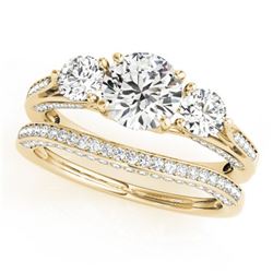 2.05 ctw VS/SI Diamond 3 Stone 2pc Wedding Set 14k Yellow Gold - REF-335K3Y