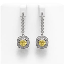 4.1 ctw Canary Citrine & Diamond Victorian Earrings 14K White Gold - REF-124W4H