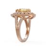 Image 3 : 4.12 ctw Canary Citrine & Diamond Victorian Ring 14K Rose Gold - REF-125A5N