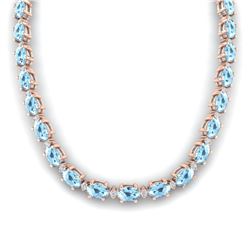 49.85 ctw Aquamarine & VS/SI Diamond Eternity Necklace 10k Rose Gold - REF-618F2M