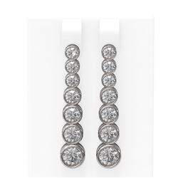 3.38 ctw Diamond Earrings 18K White Gold - REF-445H3R