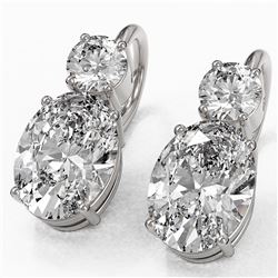 2.5 ctw Oval Cut Diamond Designer Earrings 18K White Gold - REF-598K5Y