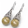 Image 3 : 3 ctw Diamond & Pearl Earrings 18K White Gold - REF-290R9K