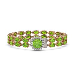 17.4 ctw Peridot & Diamond Bracelet 14K Rose Gold - REF-245X5A