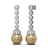 Image 2 : 2.75 ctw Diamond & Pearl Earrings 18K White Gold - REF-229X6A