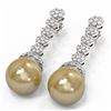 Image 3 : 2.75 ctw Diamond & Pearl Earrings 18K White Gold - REF-229X6A
