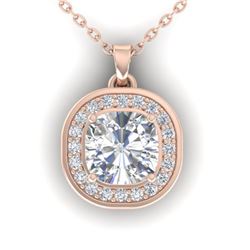 1.25 ctw Cushion VS/SI Diamond Art Deco Necklace 14k Rose Gold - REF-352G5W