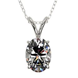 1 ctw Certified VS/SI Quality Oval Diamond Necklace 10k White Gold - REF-239W3H