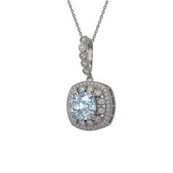 5.28 ctw Aquamarine & Diamond Victorian Necklace 14K White Gold - REF-209M3G