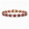 Image 1 : 22.89 ctw Ruby & Diamond Micro Pave Halo Bracelet 10k Rose Gold - REF-291H5R