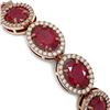 Image 3 : 22.89 ctw Ruby & Diamond Micro Pave Halo Bracelet 10k Rose Gold - REF-291H5R