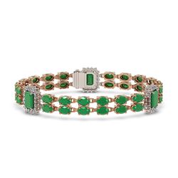 19.49 ctw Emerald & Diamond Bracelet 14K Rose Gold - REF-272G9W