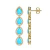 Image 2 : 6.20 ctw Turquoise & Diamond Micro Pave Halo Earrings 10k Yellow Gold - REF-158N2F