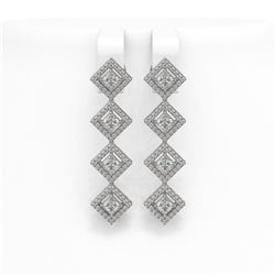 4.7 ctw Princess Cut Diamond Micro Pave Earrings 18K White Gold - REF-393X4A