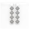 Image 1 : 4.7 ctw Princess Cut Diamond Micro Pave Earrings 18K White Gold - REF-393X4A
