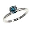 Image 2 : 0.75 ctw Certified Intense Blue Diamond Engagment Ring 10k White Gold - REF-67A5N