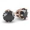 Image 1 : 2.0 ctw Black Diamond Stud Solitaire Earrings Vintage 18k Rose Gold - REF-73Y5X
