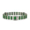 Image 2 : 20.53 ctw Jade & Diamond Bracelet 14K White Gold - REF-294W5H