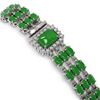 Image 3 : 20.53 ctw Jade & Diamond Bracelet 14K White Gold - REF-294W5H