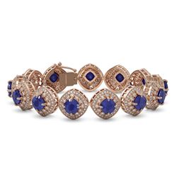 37.35 ctw Sapphire & Diamond Victorian Bracelet 14K Rose Gold - REF-870G9W