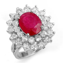 8.0 ctw Ruby & Diamond Ring 18k White Gold - REF-270F9M