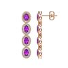 Image 2 : 5.56 ctw Amethyst & Diamond Micro Pave Halo Earrings 10k Rose Gold - REF-143R6K