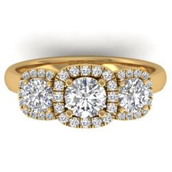 1.55 ctw Certified VS/SI Diamond Solitaire 3 Stone Ring 14k Yellow Gold - REF-182X5A