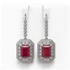 Image 1 : 14.16 ctw Certified Ruby & Diamond Victorian Earrings 14K White Gold - REF-318A2N