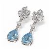 Image 3 : 7.12 ctw Blue Topaz & Diamond Earrings 18K White Gold - REF-251G3W