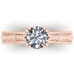 1.06 ctw Solitaire VS/SI Diamond Ring Art Deco 14k Rose Gold - REF-304Y2X