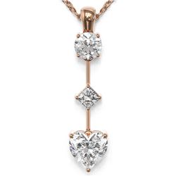 1.16 ctw Heart Diamond Designer Necklace 18K Rose Gold - REF-214W9H