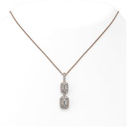 1.25 ctw Emerald Cut Diamond Designer Necklace 18K Rose Gold - REF-184M2G