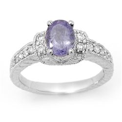 2.0 ctw Tanzanite & Diamond Ring 18k White Gold - REF-79G3W