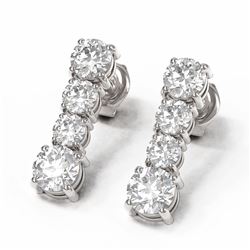3.78 ctw Diamond Designer Earrings 18K White Gold - REF-585K2Y