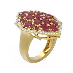 7.19 ctw Ruby & Diamond Ring 18K Yellow Gold - REF-229Y3X