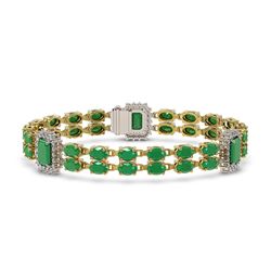 19.49 ctw Emerald & Diamond Bracelet 14K Yellow Gold - REF-272H9R