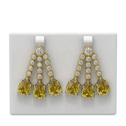 19.62 ctw Canary Citrine & Diamond Earrings 18K Yellow Gold - REF-404H5R