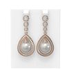 Image 1 : 3.8 ctw Diamond & Pearl Earrings 18K Rose Gold - REF-446A2N