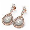 Image 3 : 3.8 ctw Diamond & Pearl Earrings 18K Rose Gold - REF-446A2N