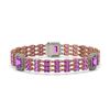 Image 1 : 22.77 ctw Amethyst & Diamond Bracelet 14K Rose Gold - REF-327N3F