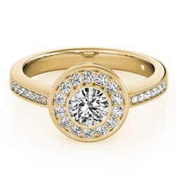 0.8 ctw Certified VS/SI Diamond Halo Ring 18k Yellow Gold - REF-97A8N